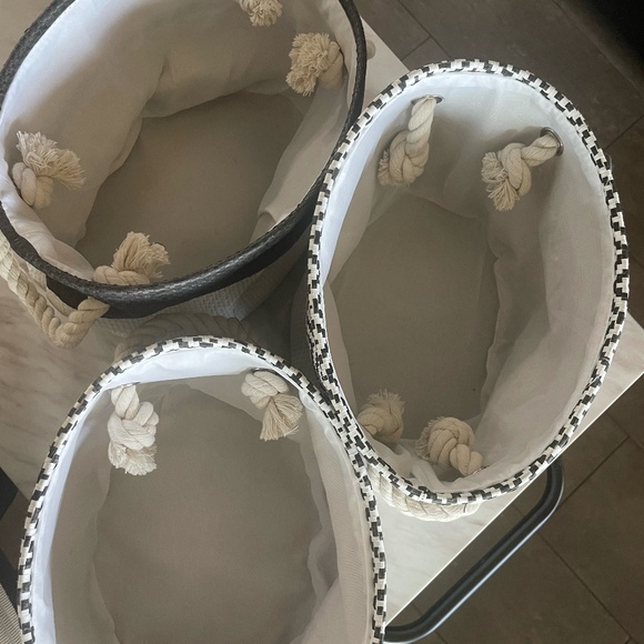 SET OF 3 SMALL BLACK AND WHITE STORAGE BASKETS - Picture 5 of 13